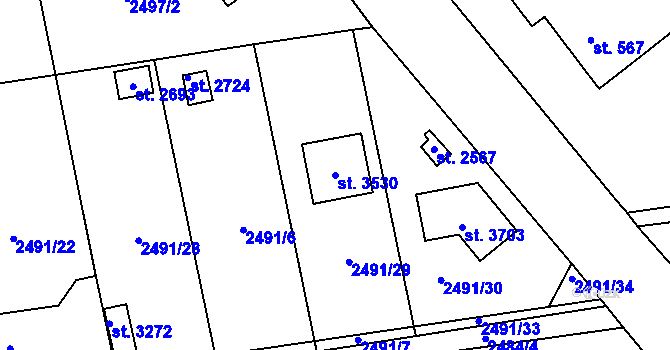 Parcela st. 3530 v KÚ Choceň, Katastrální mapa