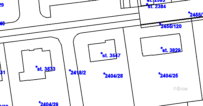 Parcela st. 3547 v KÚ Choceň, Katastrální mapa