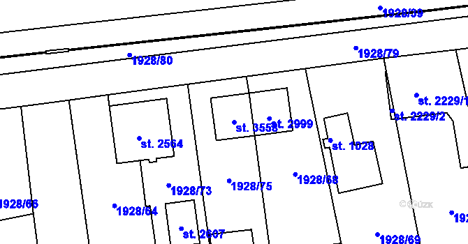 Parcela st. 3558 v KÚ Choceň, Katastrální mapa