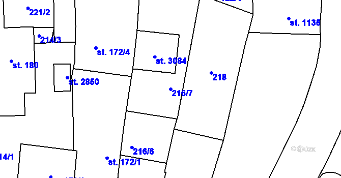 Parcela st. 216/7 v KÚ Choceň, Katastrální mapa