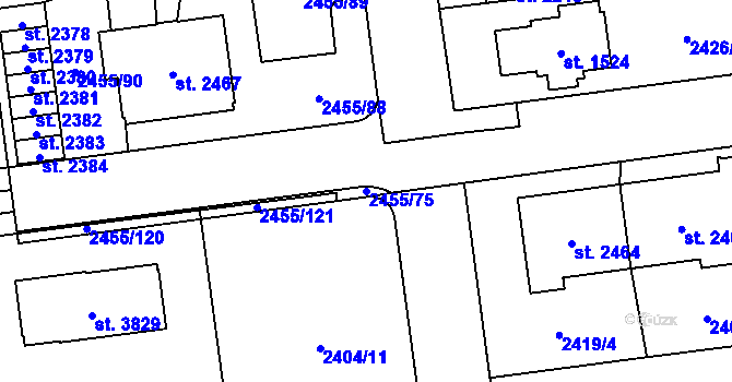 Parcela st. 2455/75 v KÚ Choceň, Katastrální mapa