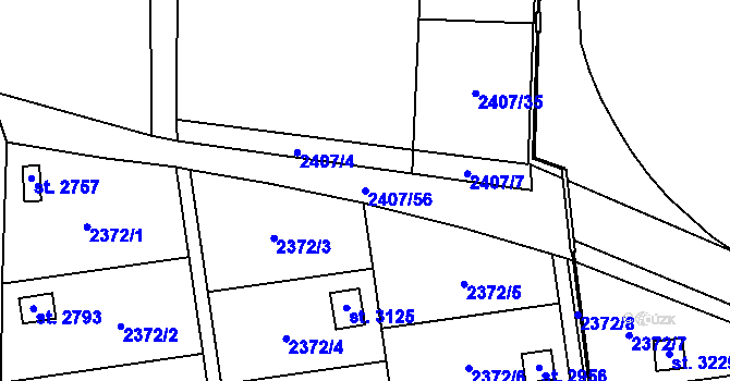 Parcela st. 2407/56 v KÚ Choceň, Katastrální mapa