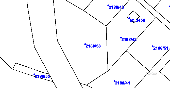Parcela st. 2188/58 v KÚ Choceň, Katastrální mapa