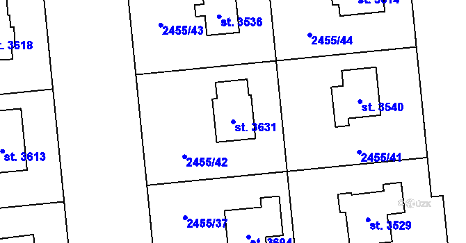 Parcela st. 3631 v KÚ Choceň, Katastrální mapa