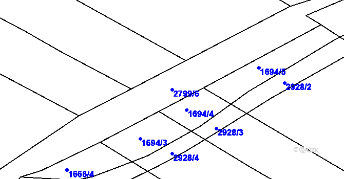 Parcela st. 2799/6 v KÚ Choceň, Katastrální mapa