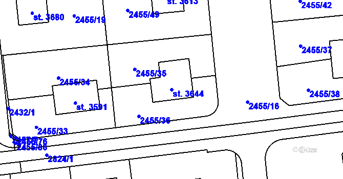 Parcela st. 3644 v KÚ Choceň, Katastrální mapa