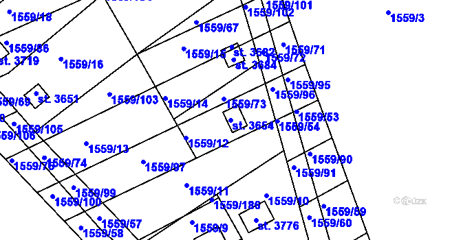 Parcela st. 3654 v KÚ Choceň, Katastrální mapa