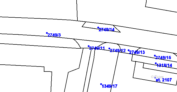 Parcela st. 2749/11 v KÚ Choceň, Katastrální mapa