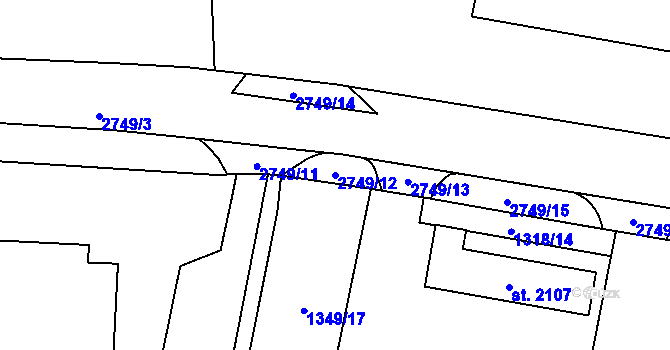 Parcela st. 2749/12 v KÚ Choceň, Katastrální mapa