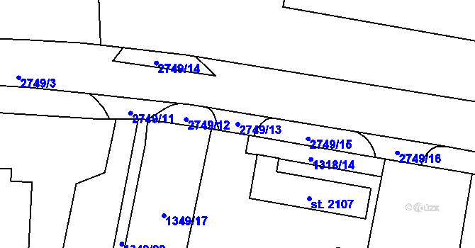 Parcela st. 2749/13 v KÚ Choceň, Katastrální mapa