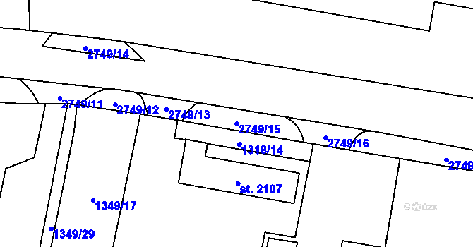 Parcela st. 2749/15 v KÚ Choceň, Katastrální mapa