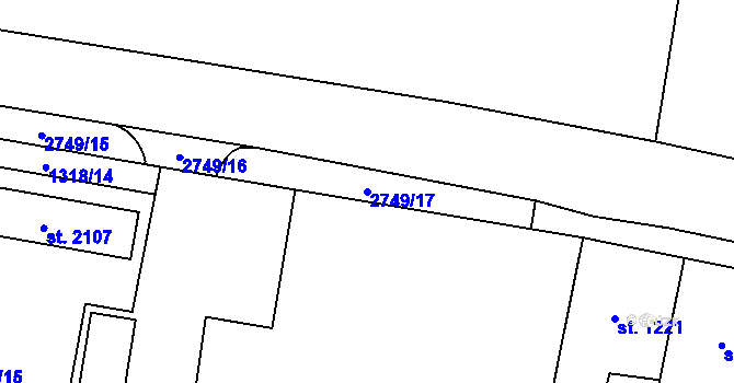 Parcela st. 2749/17 v KÚ Choceň, Katastrální mapa