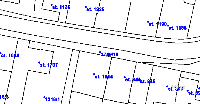 Parcela st. 2749/18 v KÚ Choceň, Katastrální mapa