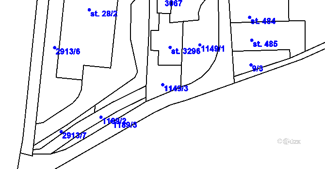 Parcela st. 1149/3 v KÚ Choceň, Katastrální mapa