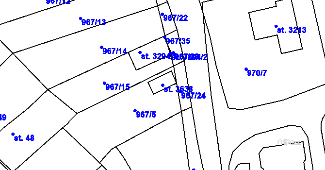 Parcela st. 3638 v KÚ Choceň, Katastrální mapa