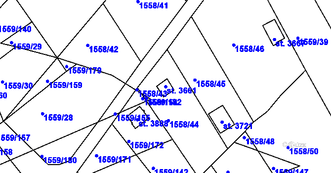 Parcela st. 3661 v KÚ Choceň, Katastrální mapa