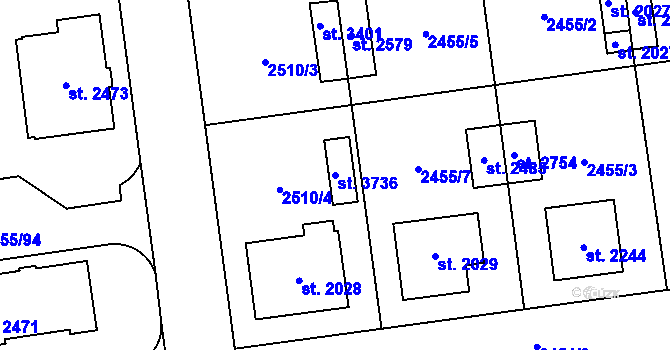 Parcela st. 3736 v KÚ Choceň, Katastrální mapa