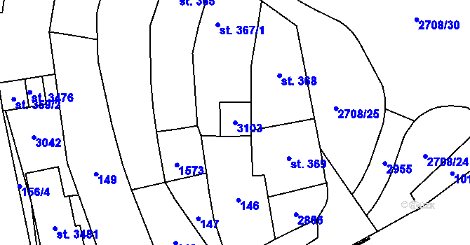 Parcela st. 3103 v KÚ Choceň, Katastrální mapa