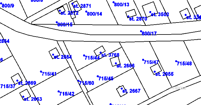 Parcela st. 3768 v KÚ Choceň, Katastrální mapa