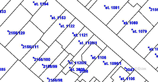 Parcela st. 1120/1 v KÚ Choceň, Katastrální mapa