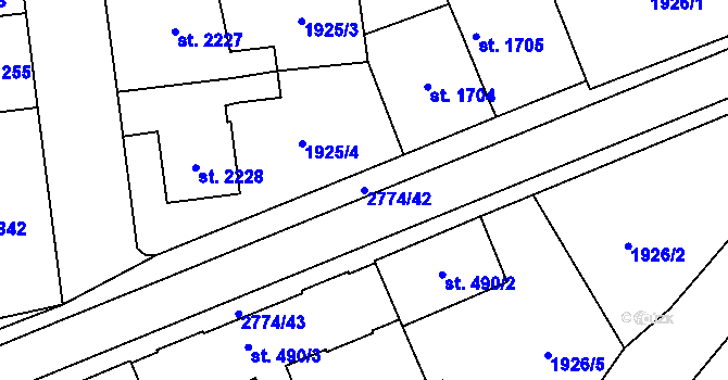 Parcela st. 2774/42 v KÚ Choceň, Katastrální mapa