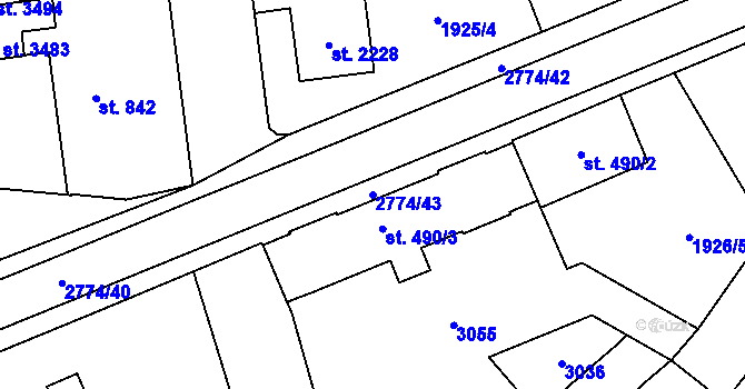 Parcela st. 2774/43 v KÚ Choceň, Katastrální mapa