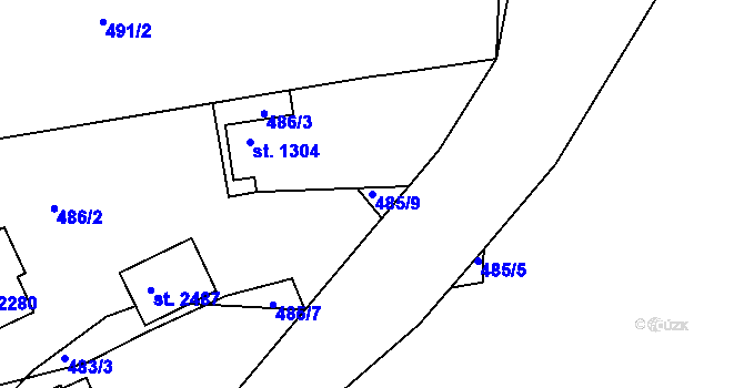 Parcela st. 485/9 v KÚ Choceň, Katastrální mapa