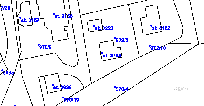 Parcela st. 3794 v KÚ Choceň, Katastrální mapa