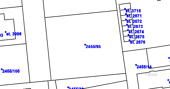 Parcela st. 2455/95 v KÚ Choceň, Katastrální mapa