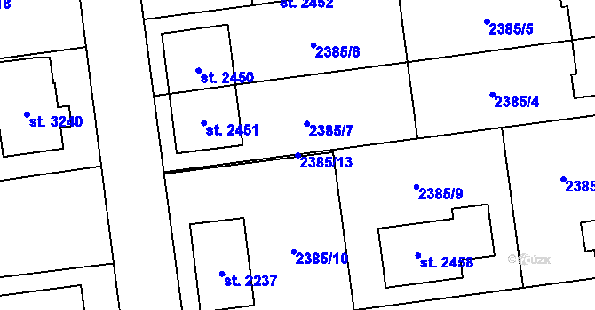 Parcela st. 2385/13 v KÚ Choceň, Katastrální mapa