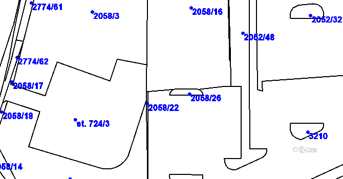 Parcela st. 724/4 v KÚ Choceň, Katastrální mapa