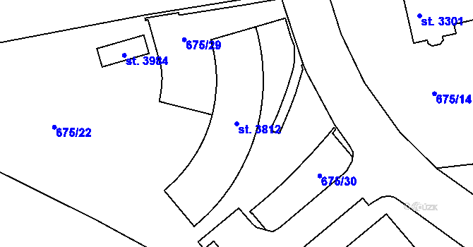 Parcela st. 3812 v KÚ Choceň, Katastrální mapa