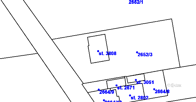 Parcela st. 3808 v KÚ Choceň, Katastrální mapa