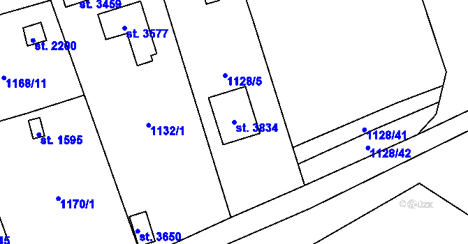 Parcela st. 3834 v KÚ Choceň, Katastrální mapa
