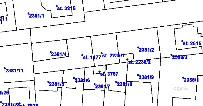 Parcela st. 2236/1 v KÚ Choceň, Katastrální mapa