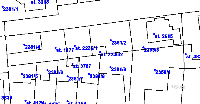 Parcela st. 2236/2 v KÚ Choceň, Katastrální mapa