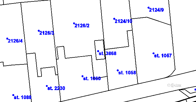 Parcela st. 3868 v KÚ Choceň, Katastrální mapa