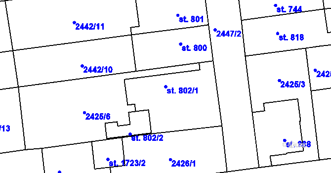 Parcela st. 802/1 v KÚ Choceň, Katastrální mapa