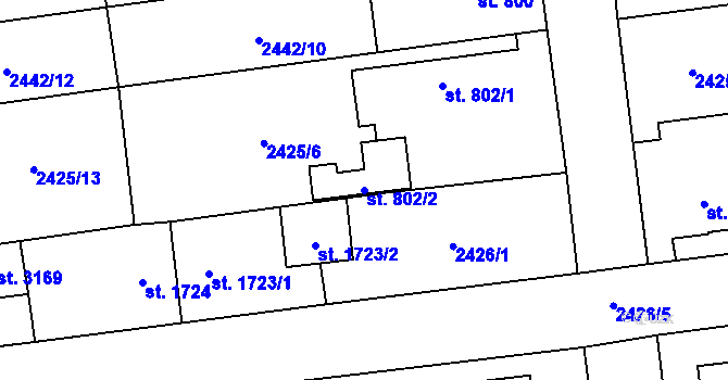 Parcela st. 802/2 v KÚ Choceň, Katastrální mapa