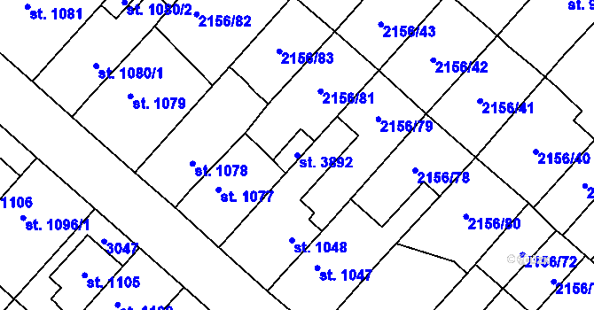 Parcela st. 3892 v KÚ Choceň, Katastrální mapa