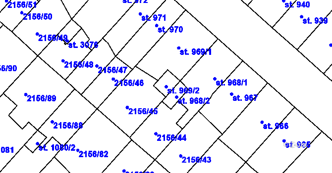 Parcela st. 969/2 v KÚ Choceň, Katastrální mapa