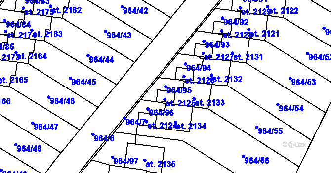 Parcela st. 964/95 v KÚ Choceň, Katastrální mapa