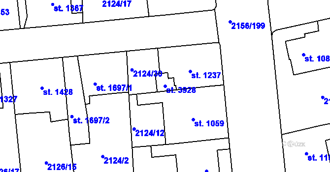 Parcela st. 3928 v KÚ Choceň, Katastrální mapa