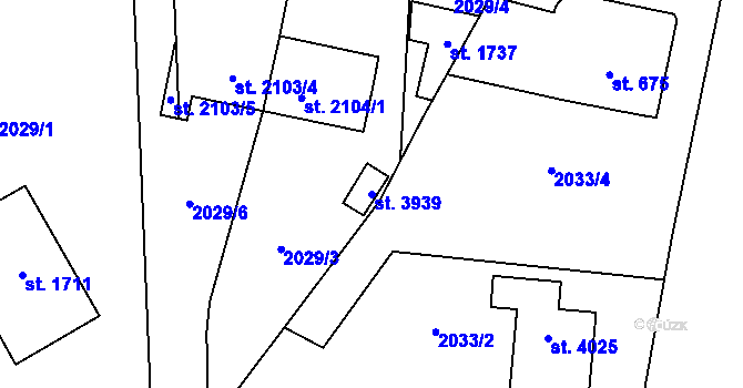 Parcela st. 3939 v KÚ Choceň, Katastrální mapa