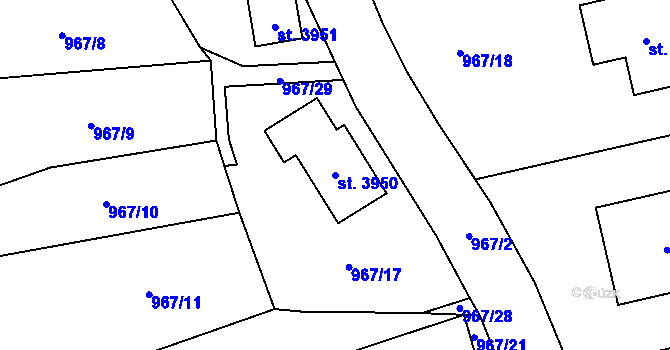 Parcela st. 3950 v KÚ Choceň, Katastrální mapa