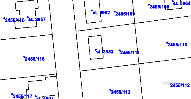 Parcela st. 3953 v KÚ Choceň, Katastrální mapa