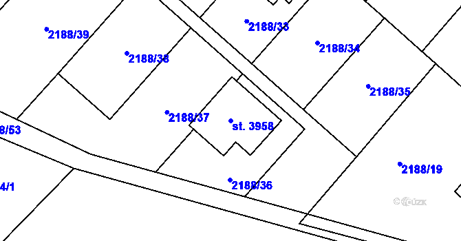 Parcela st. 3958 v KÚ Choceň, Katastrální mapa