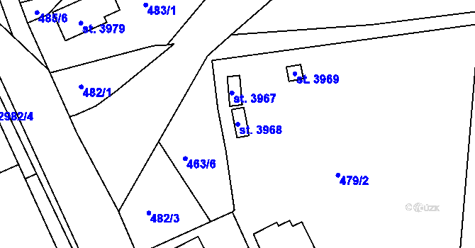 Parcela st. 3968 v KÚ Choceň, Katastrální mapa