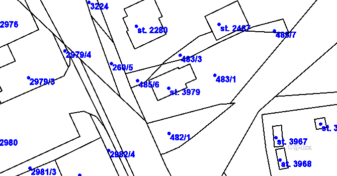 Parcela st. 3979 v KÚ Choceň, Katastrální mapa