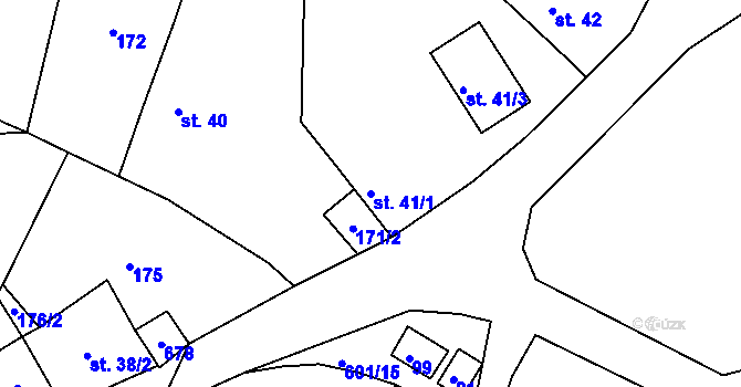 Parcela st. 41/1 v KÚ Chocenice, Katastrální mapa